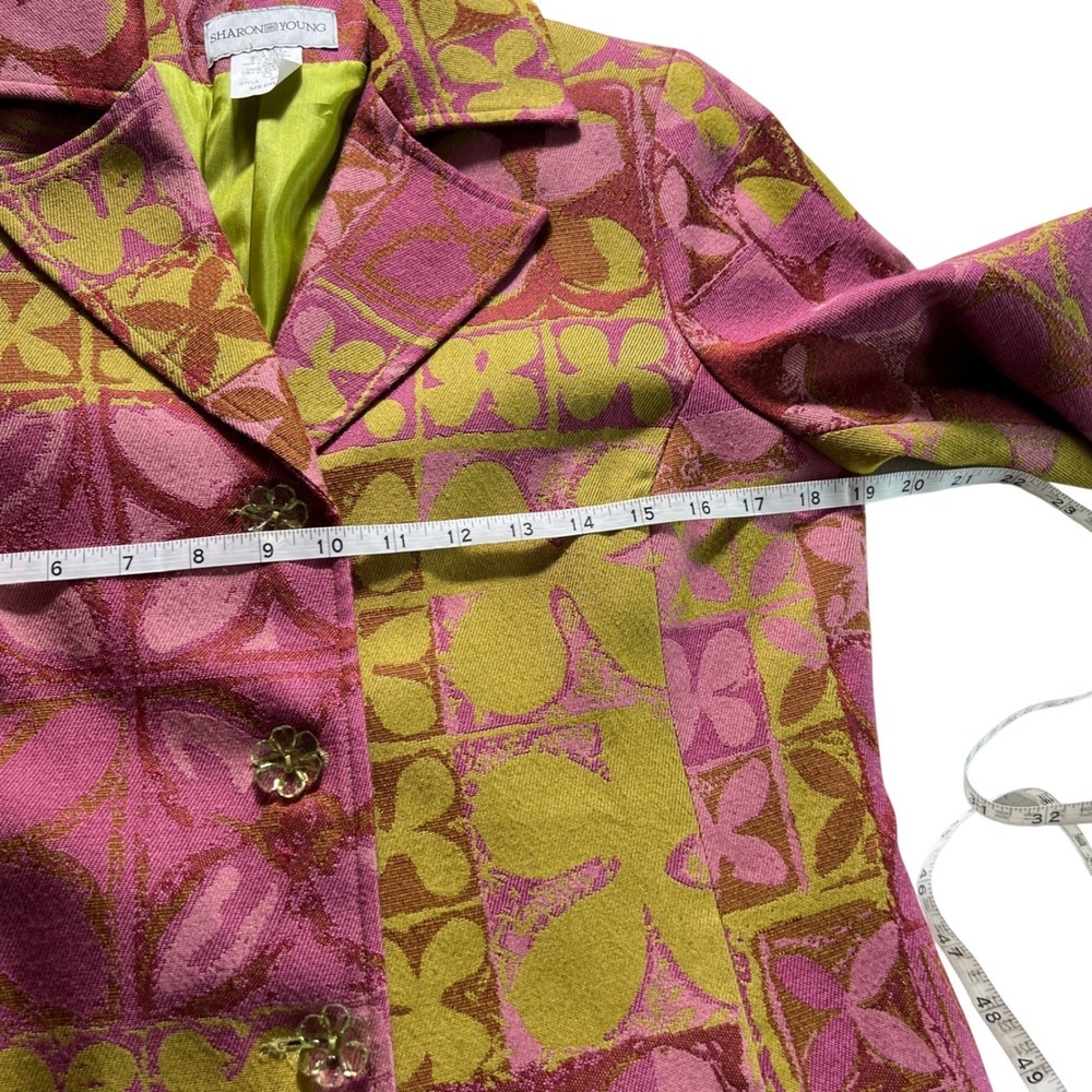Vintage Y2K Psychedelic Floral Blazer‎ 90s Mod Retro Pink Green Statement Jacket - Picture 4 of 12